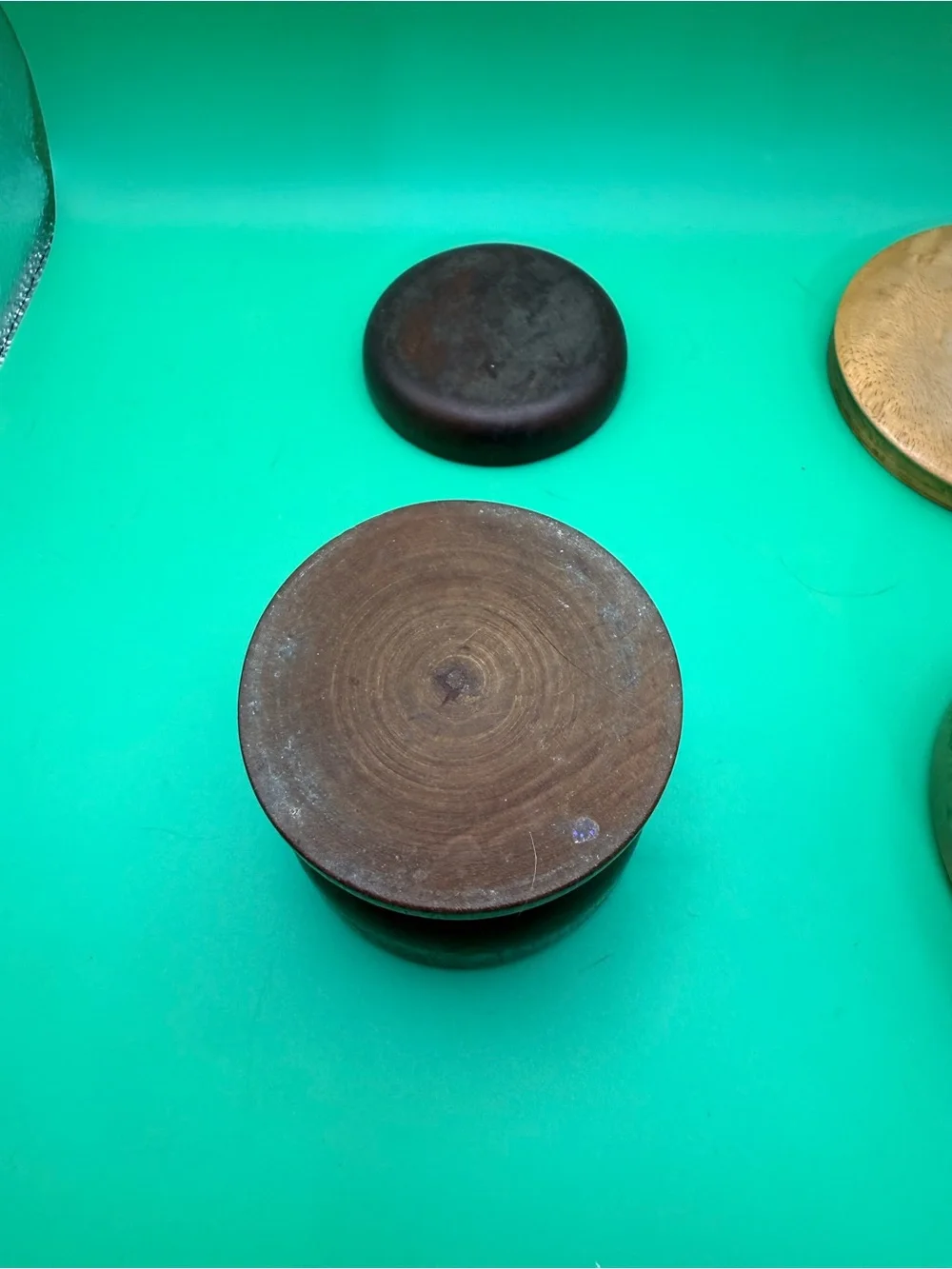 Handcrafted Round Wooden Box - Brown